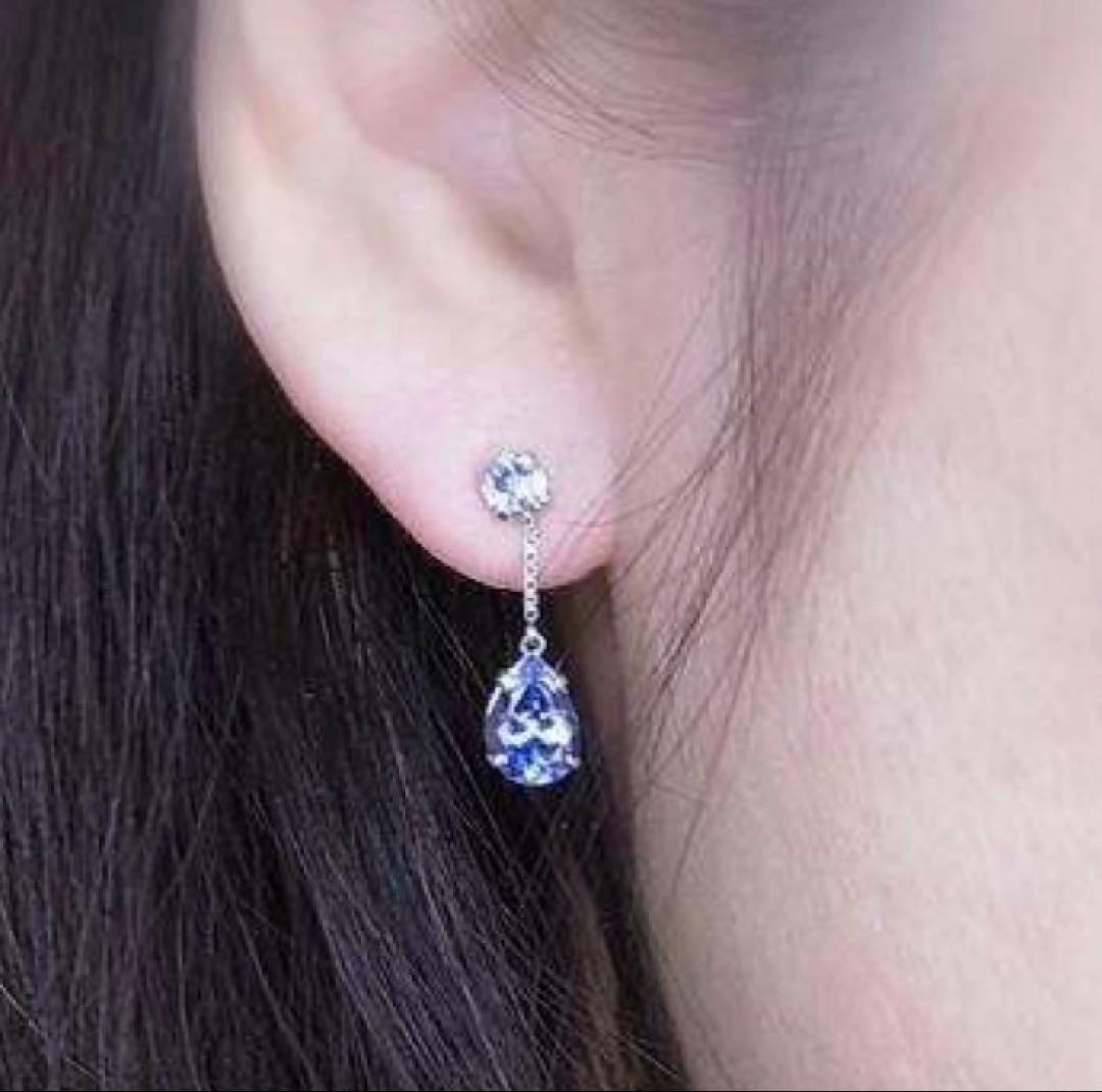 【さくらんぼ】K18WGタンザナイト2.2ctピアス　定価６万円