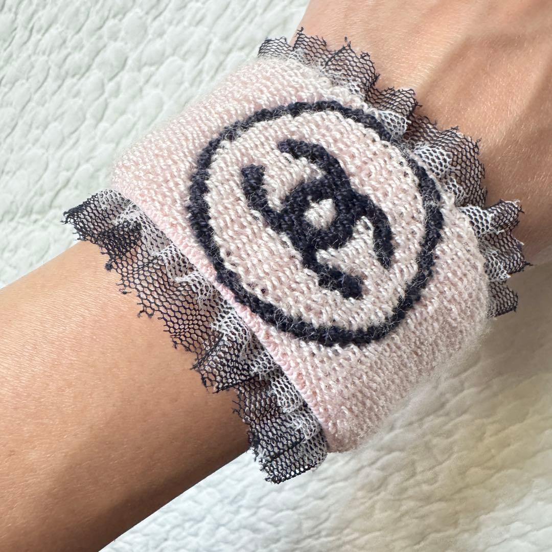 美品 CHANEL シャネル リストバンド　ココマーク レース　フリル　ピンク
