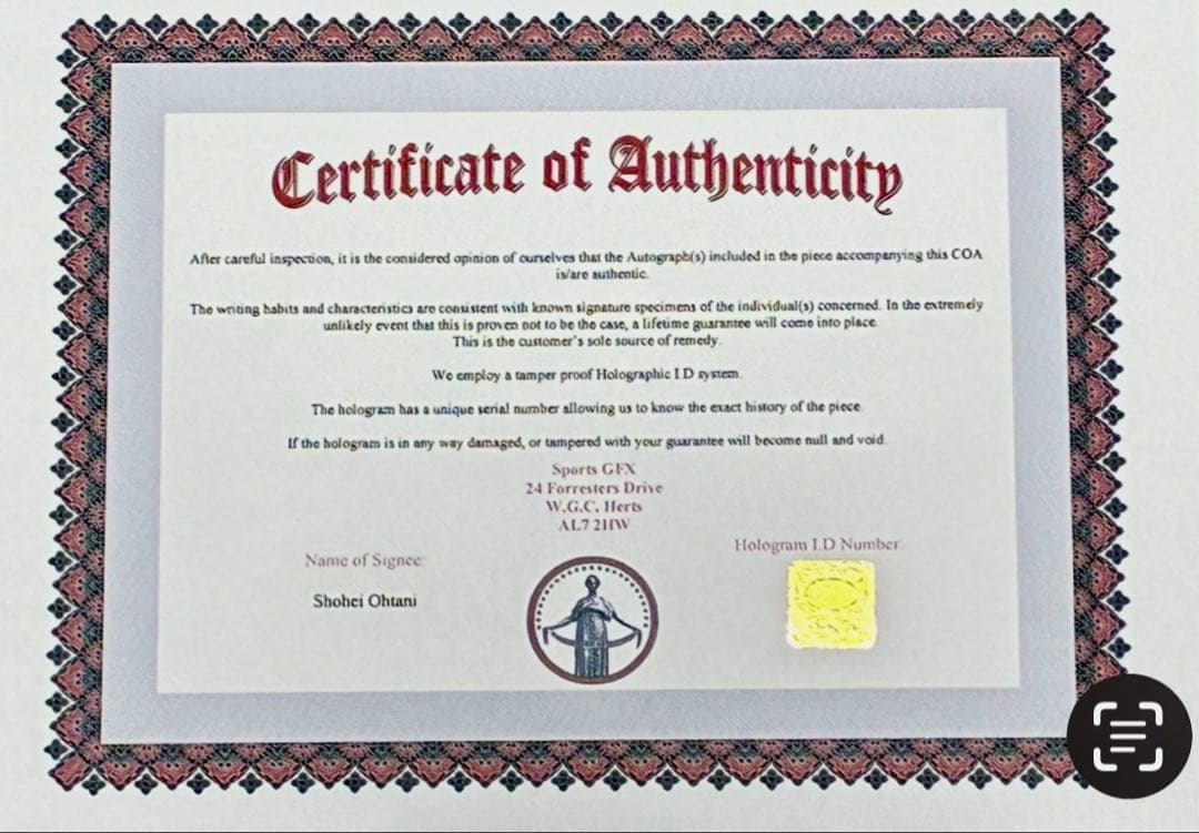 週末SALE！新品未使用！大谷翔平　直筆サイン入フォト保証書付