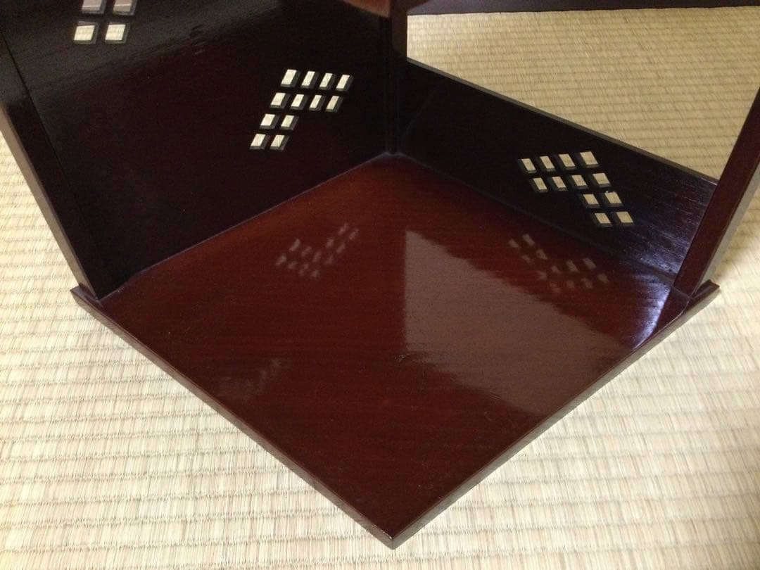 茶道具 徒然棚 溜塗 茶棚 箱付 L307