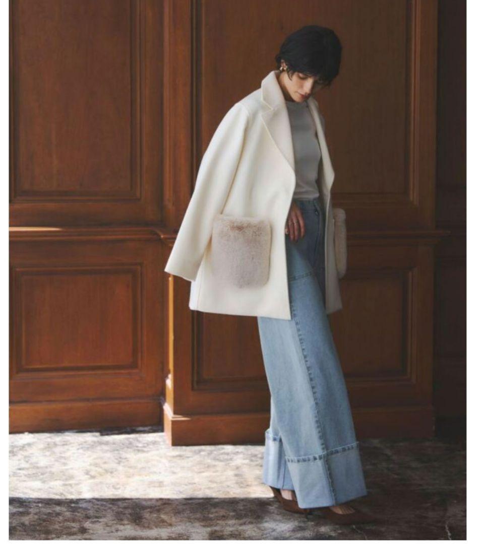 ノスタルジア　ウールライクポケットファーガウンコート　M