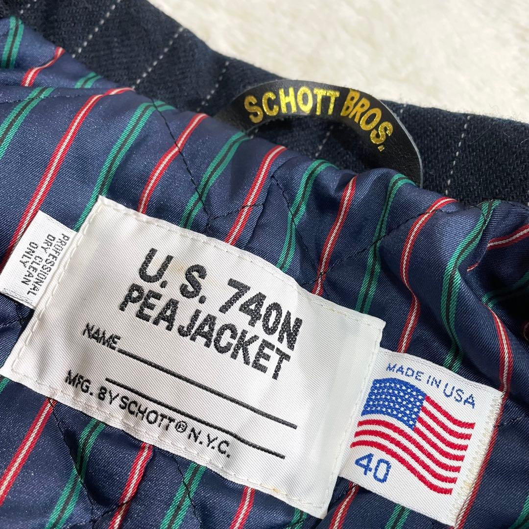 ショット×タケオキクチ　ピーコート　740N　ピンストライプ　米国製　サイズ４０