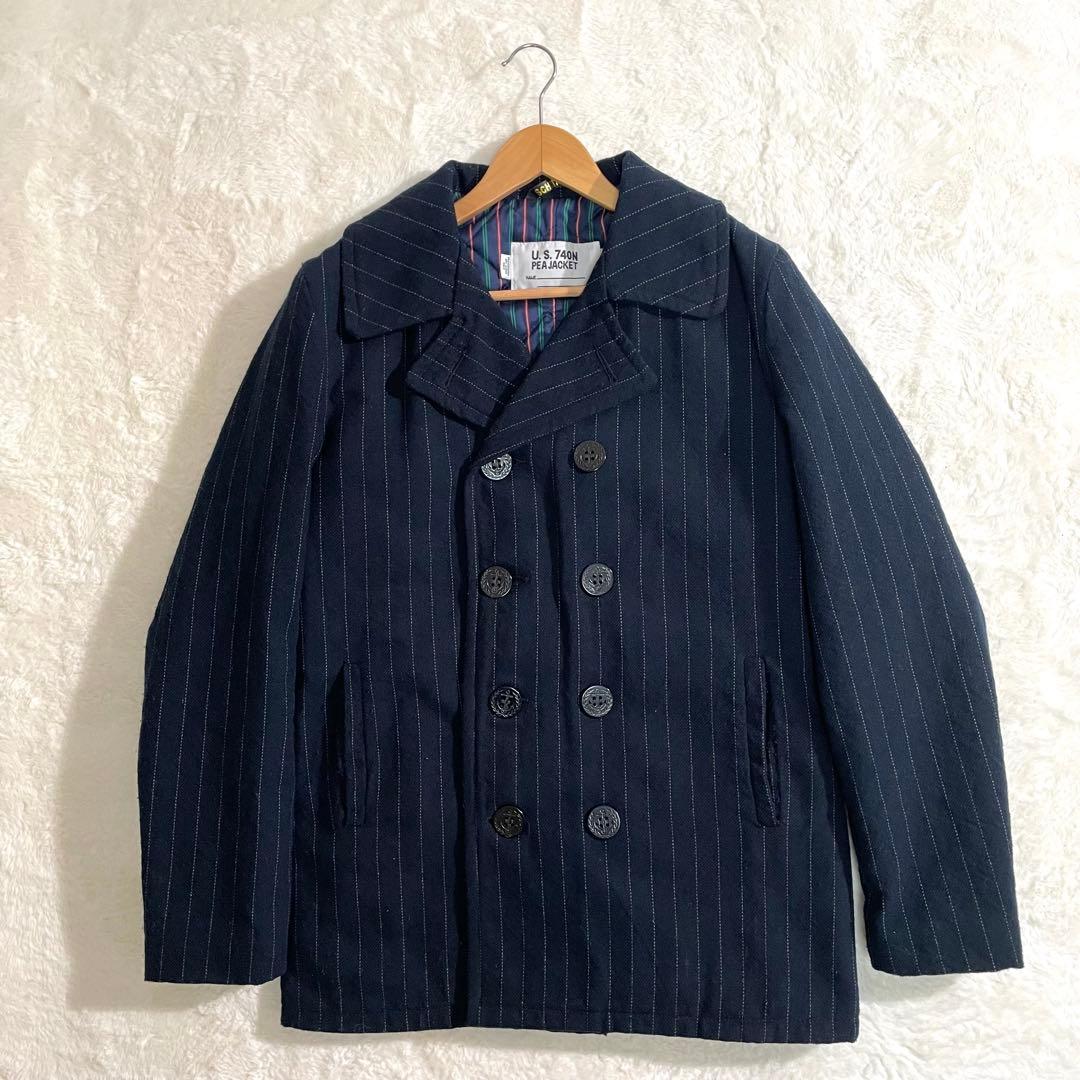 ショット×タケオキクチ　ピーコート　740N　ピンストライプ　米国製　サイズ４０