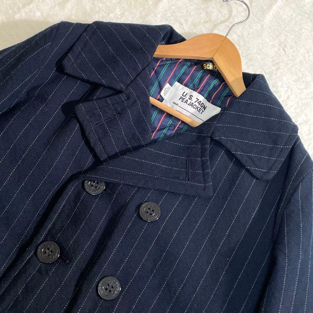 ショット×タケオキクチ　ピーコート　740N　ピンストライプ　米国製　サイズ４０