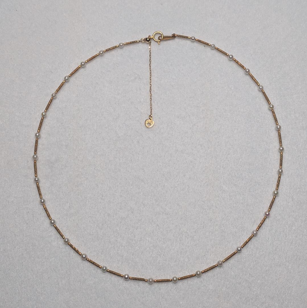 K18YG アコヤベビーパール ステーション オメガネックレス