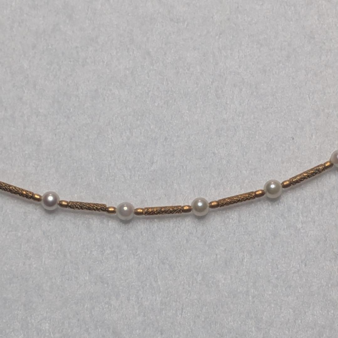 K18YG アコヤベビーパール ステーション オメガネックレス