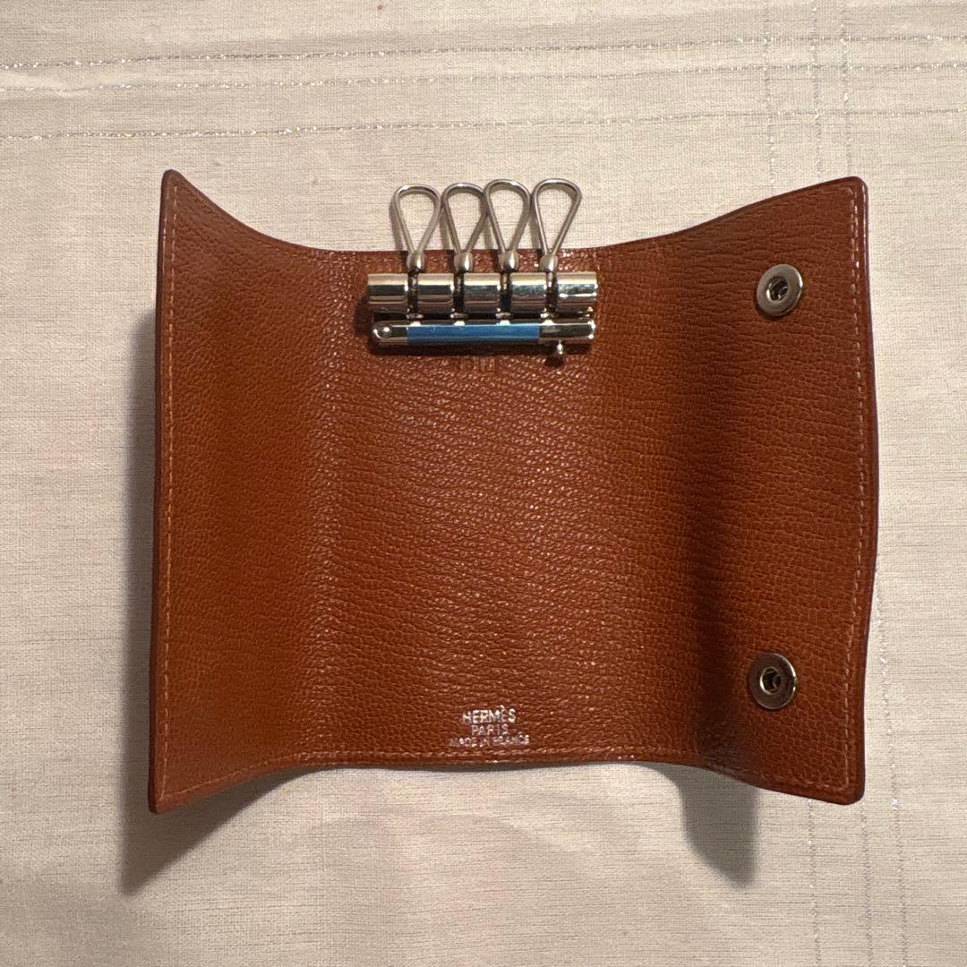 【新品・未使用】HERMES エルメス　ブラウン レザー キーケース 箱付き