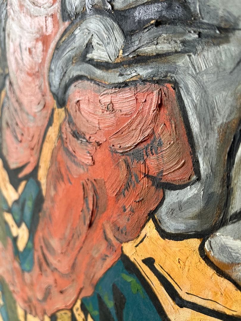 特大 196cm 仁王像 油絵 額縁 インテリア 縁起物 絵画