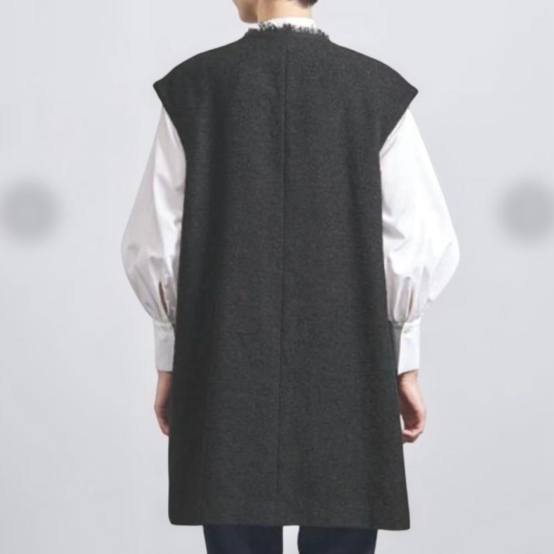 M.Fil エムフィル/ミカコナカムラ　ツイードフリンジロングジレブラック 38