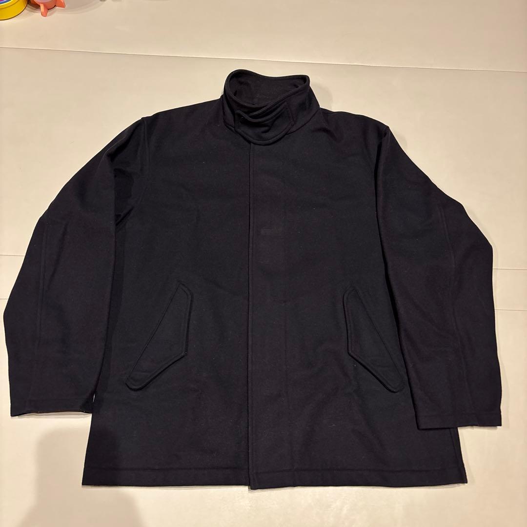 COMOLI ネイビー ウールメルトンジャケット