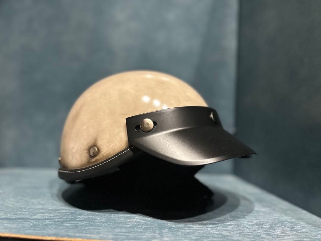 ポリスヘルメット　新品　エイジング加工　ハーレー　チョッパー　ポリヘル　無地