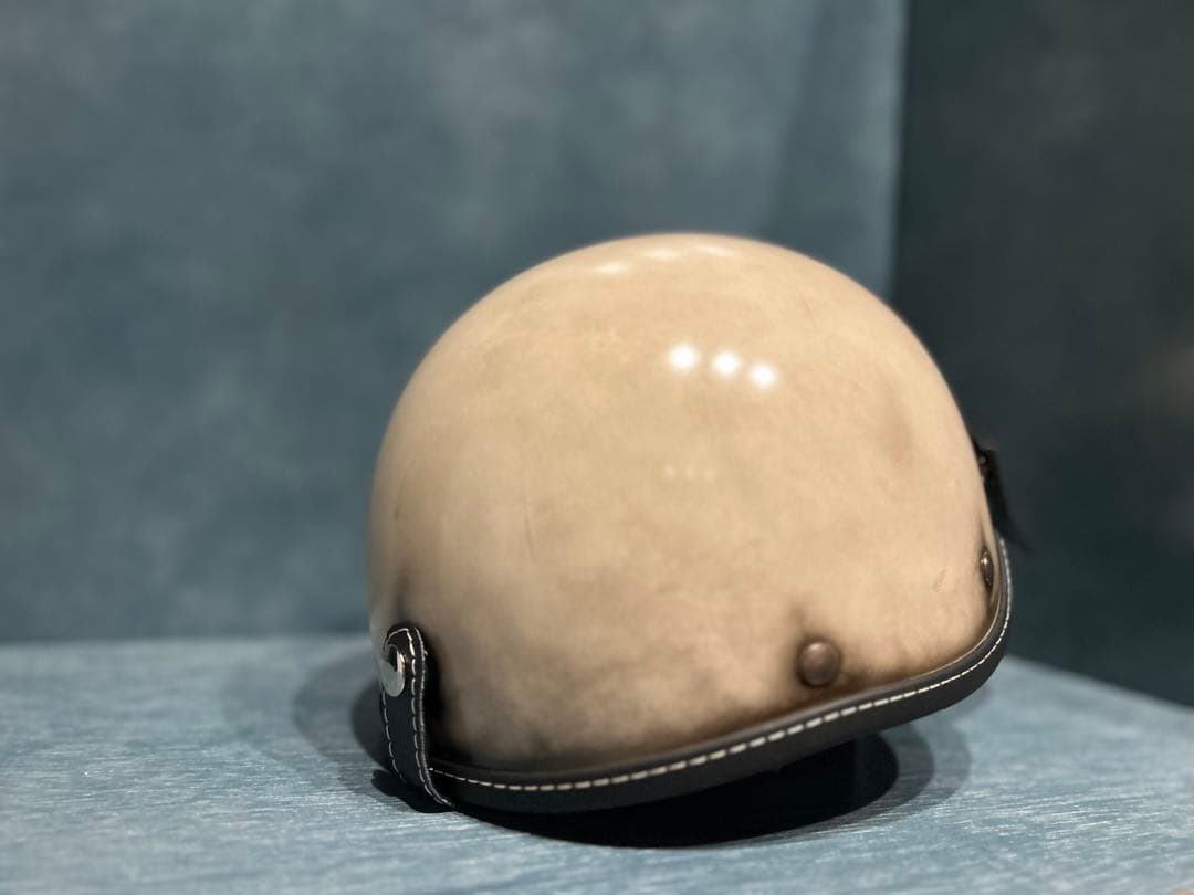 ポリスヘルメット　新品　エイジング加工　ハーレー　チョッパー　ポリヘル　無地