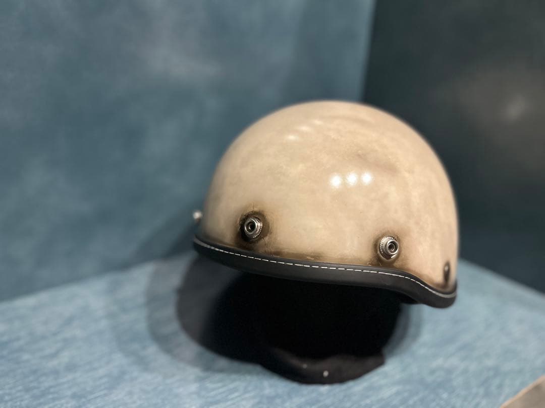 ポリスヘルメット　新品　エイジング加工　ハーレー　チョッパー　ポリヘル　無地