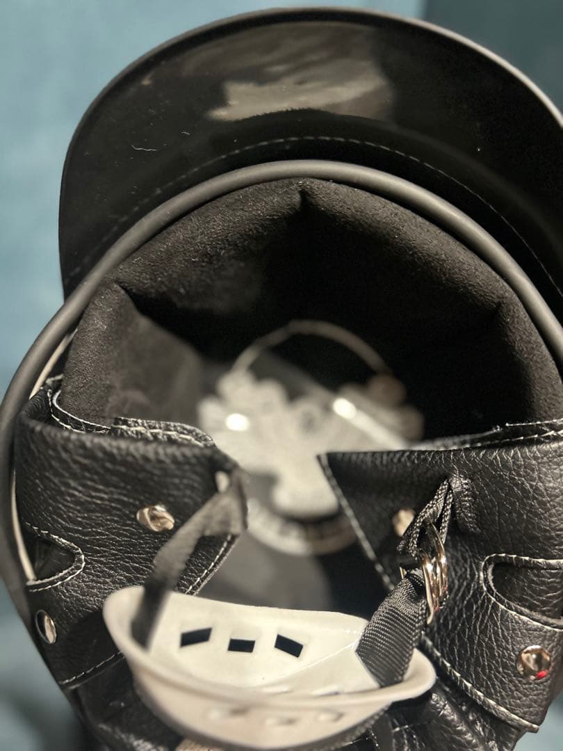 ポリスヘルメット　新品　エイジング加工　ハーレー　チョッパー　ポリヘル　無地