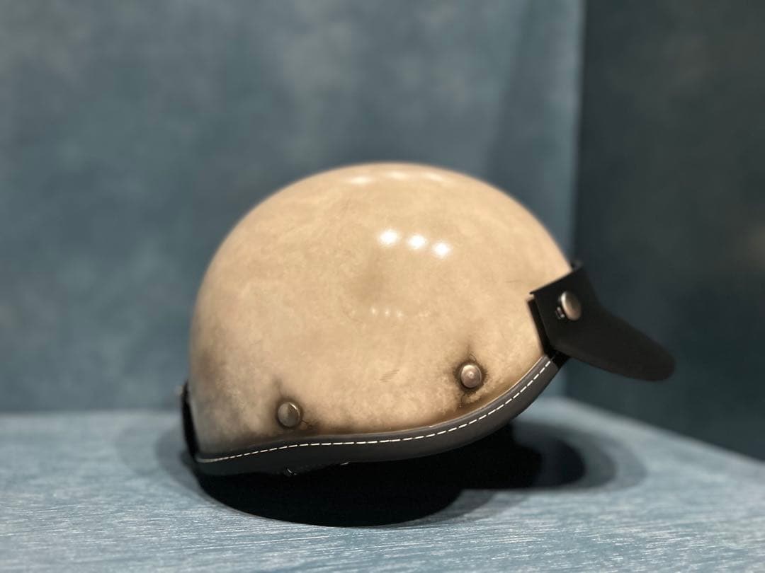 ポリスヘルメット　新品　エイジング加工　ハーレー　チョッパー　ポリヘル　無地