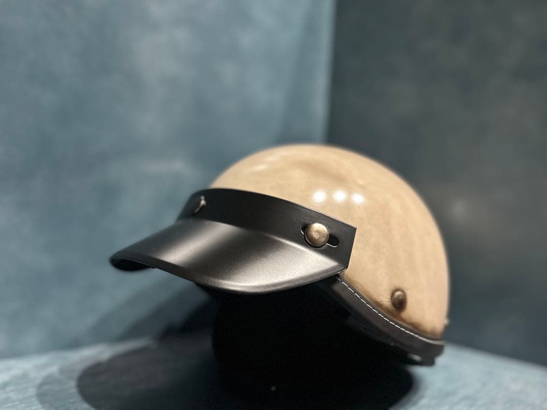 ポリスヘルメット　新品　エイジング加工　ハーレー　チョッパー　ポリヘル　無地