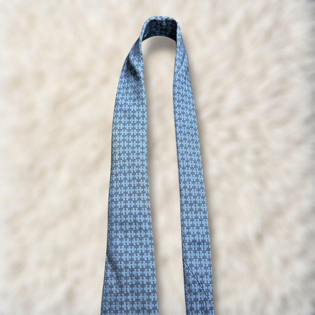 【美品✨】エルメス HERMES H柄 ファソネ パズルモチーフ ジャガード 青