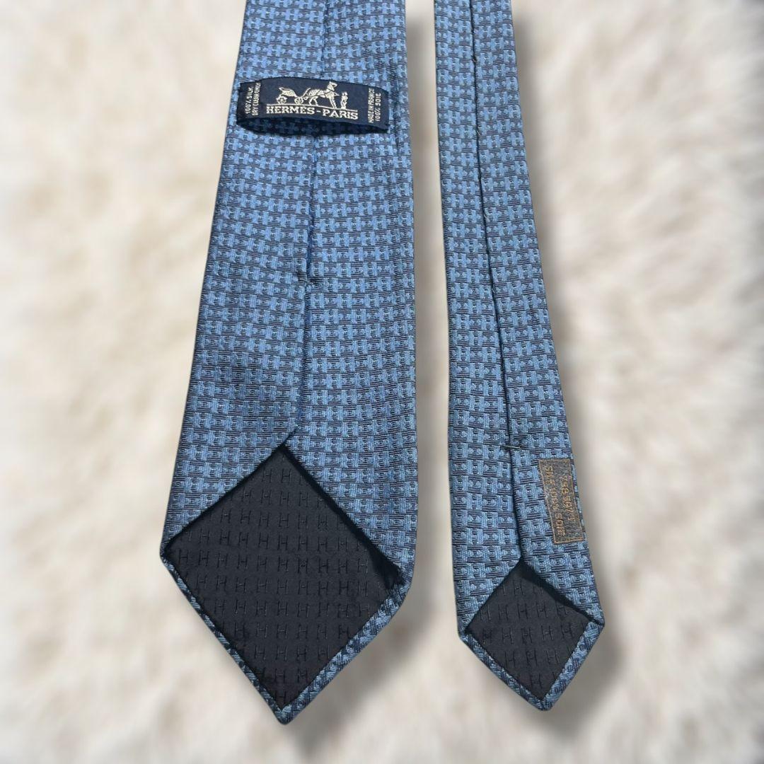 【美品✨】エルメス HERMES H柄 ファソネ パズルモチーフ ジャガード 青