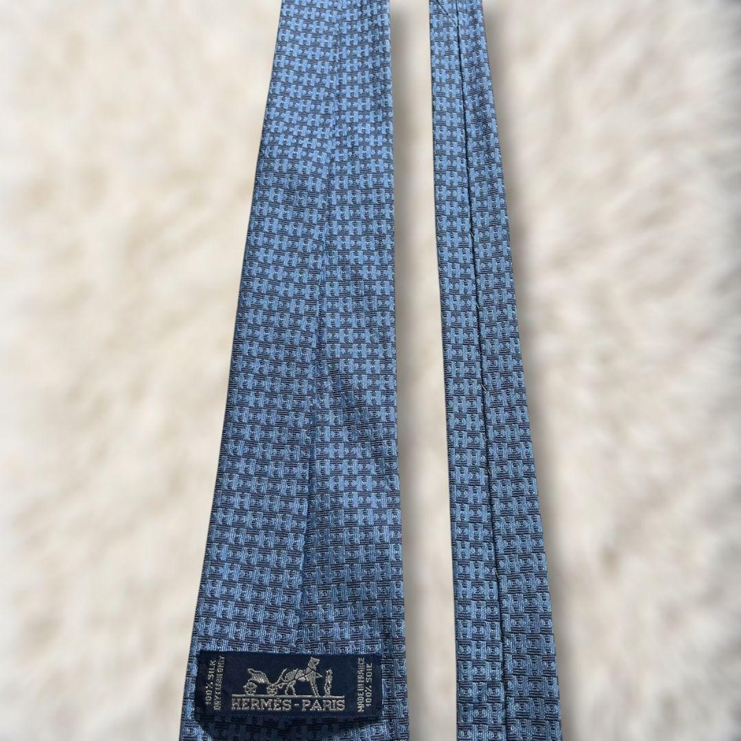 【美品✨】エルメス HERMES H柄 ファソネ パズルモチーフ ジャガード 青