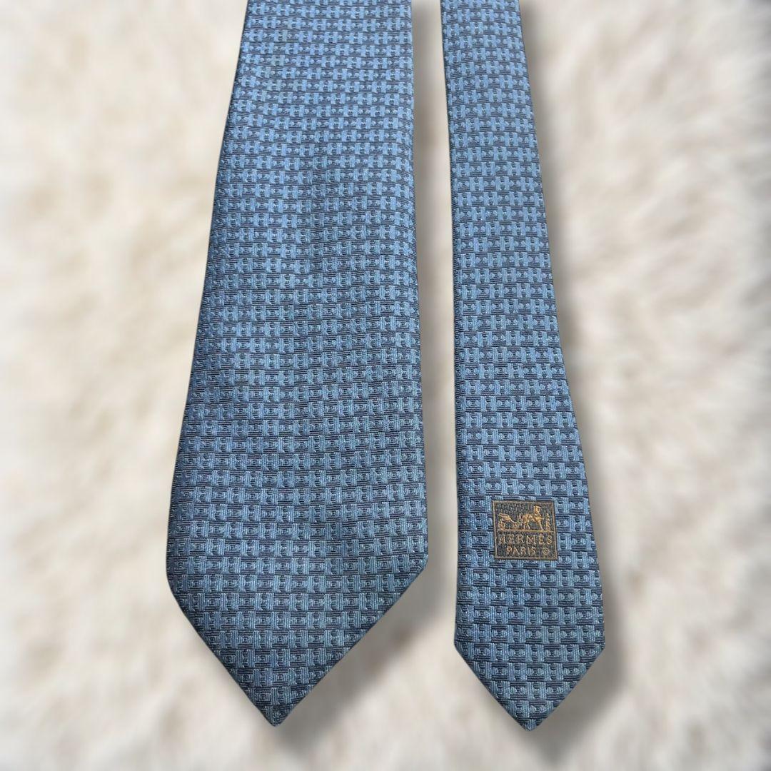 【美品✨】エルメス HERMES H柄 ファソネ パズルモチーフ ジャガード 青