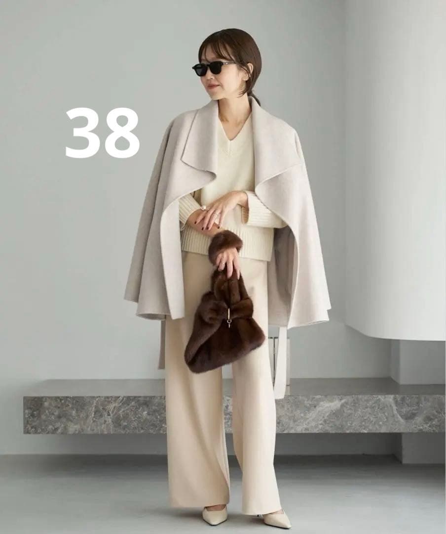 plage HAMILTON DRAPE HALFコート 今期購入アイボリー38