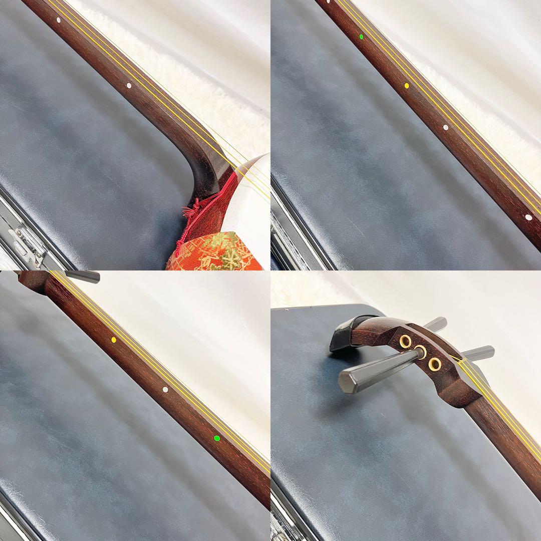 【美品】 紅木 中棹三味線 棹幅約2.5cm ハードケース付 音出し確認済み