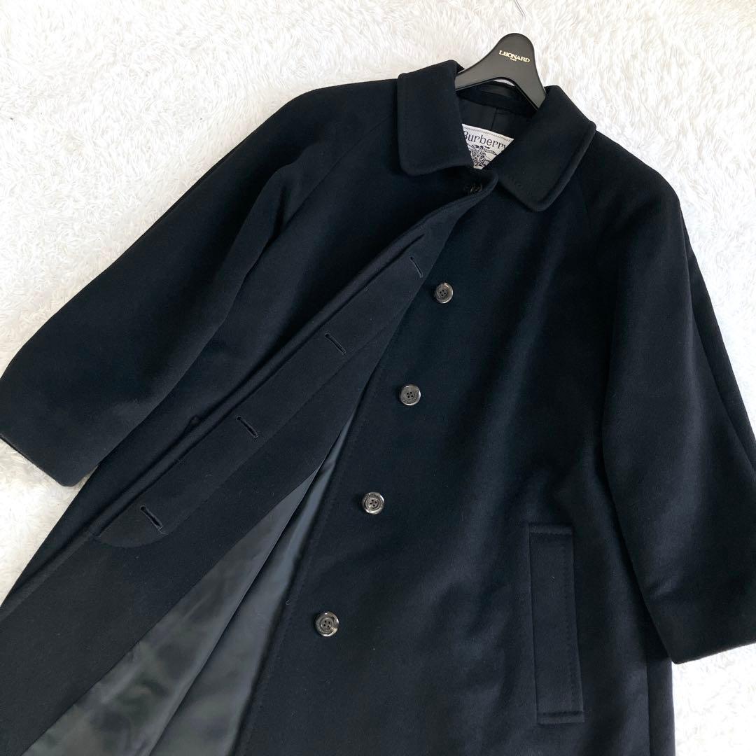 錦糸カシミヤ100✨バーバリーズ ステンカラーコート ロング シャドーホース 黒
