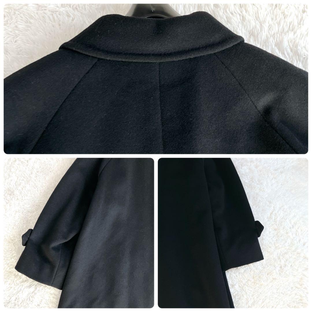 錦糸カシミヤ100✨バーバリーズ ステンカラーコート ロング シャドーホース 黒