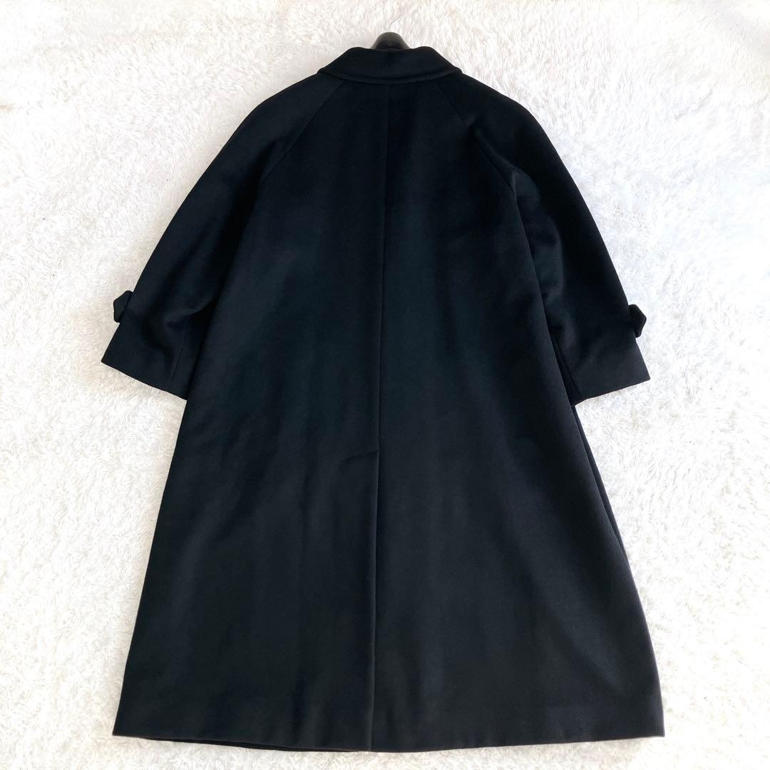 錦糸カシミヤ100✨バーバリーズ ステンカラーコート ロング シャドーホース 黒