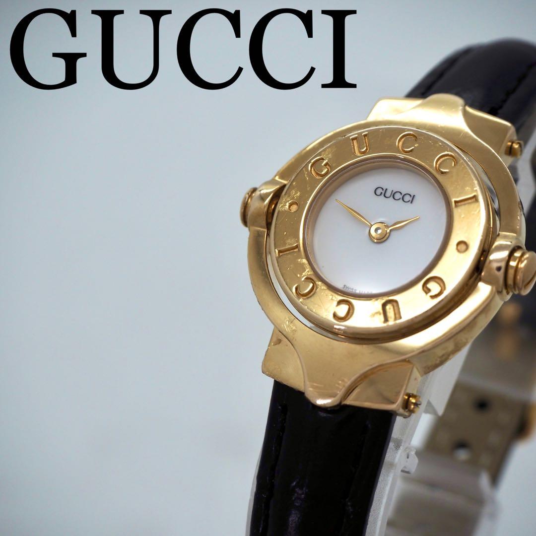 100 稼働 GUCCI 時計　新品ベルト リバーシブル レディース　6600L