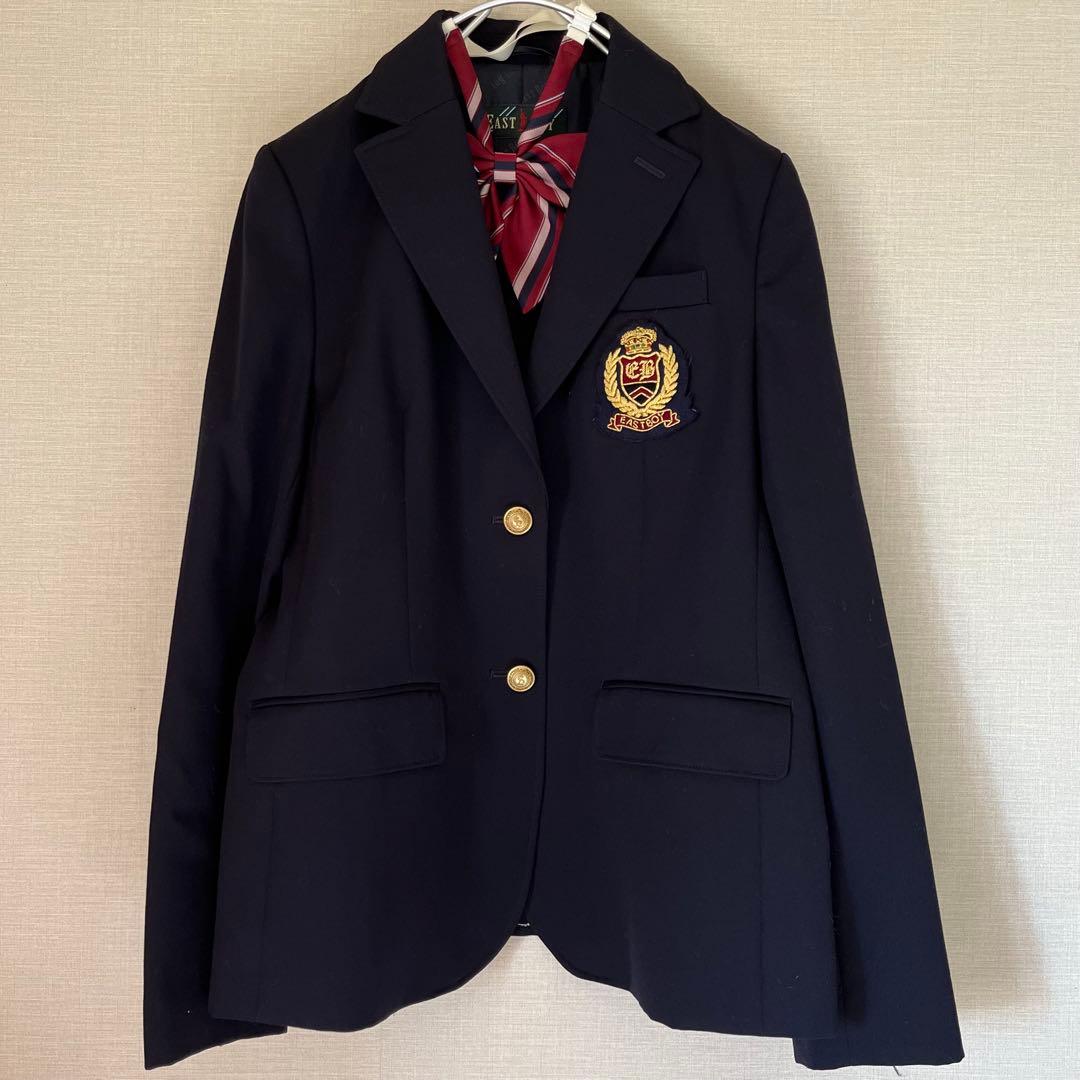 EASTBOY 紺ブレ ジャケット9号 チェックスカート11号　リボン　セット