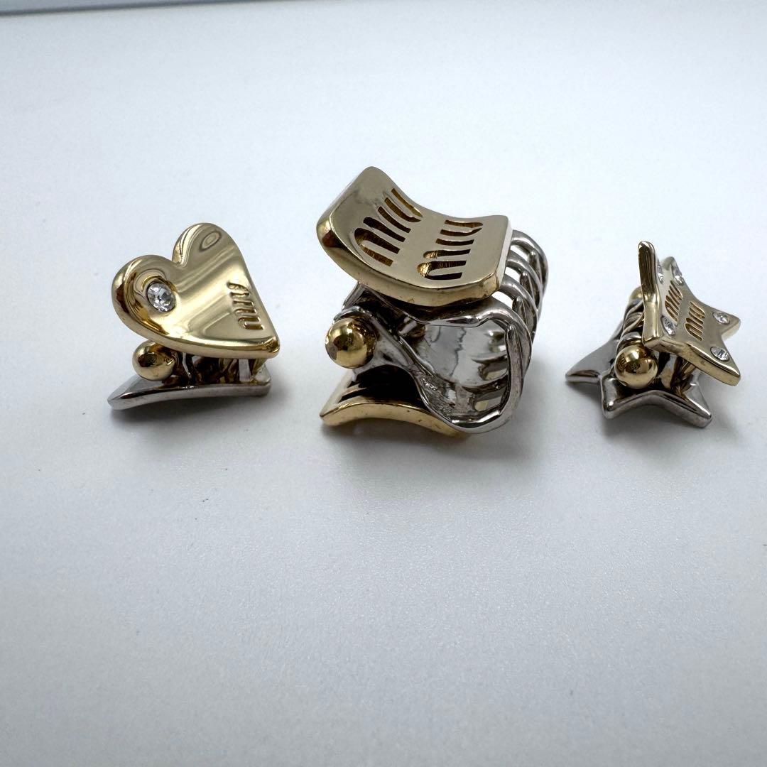 新品同様☆MIU MIU ミュウミュウ ヘアクリップ ハート スター 3点セット