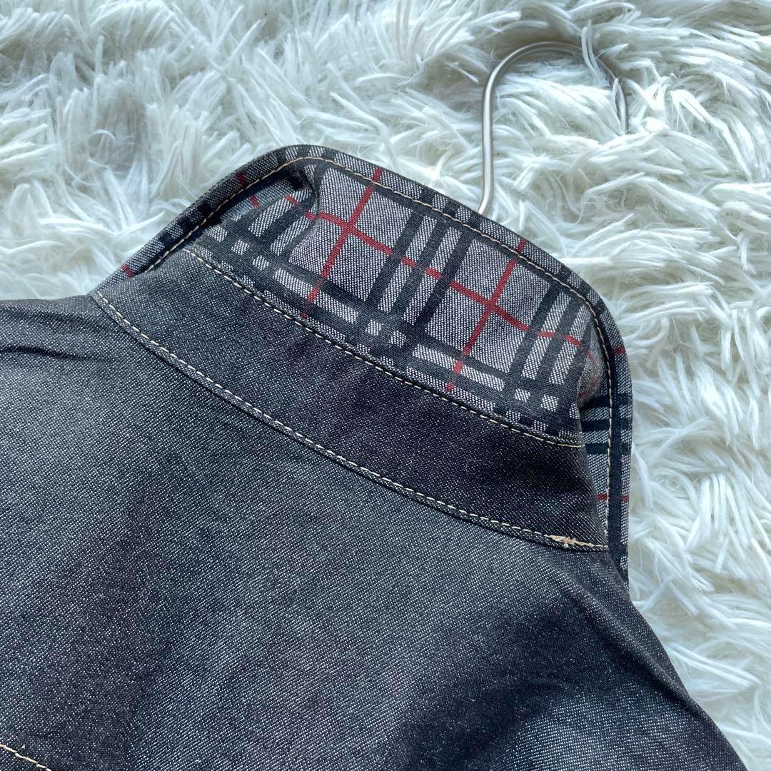 バーバリー　ストレッチデニムウエスタンジャケット　チェック　42 大きいサイズ