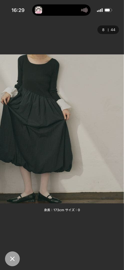 olu. ニットドッキングバルーンワンピース ブラック