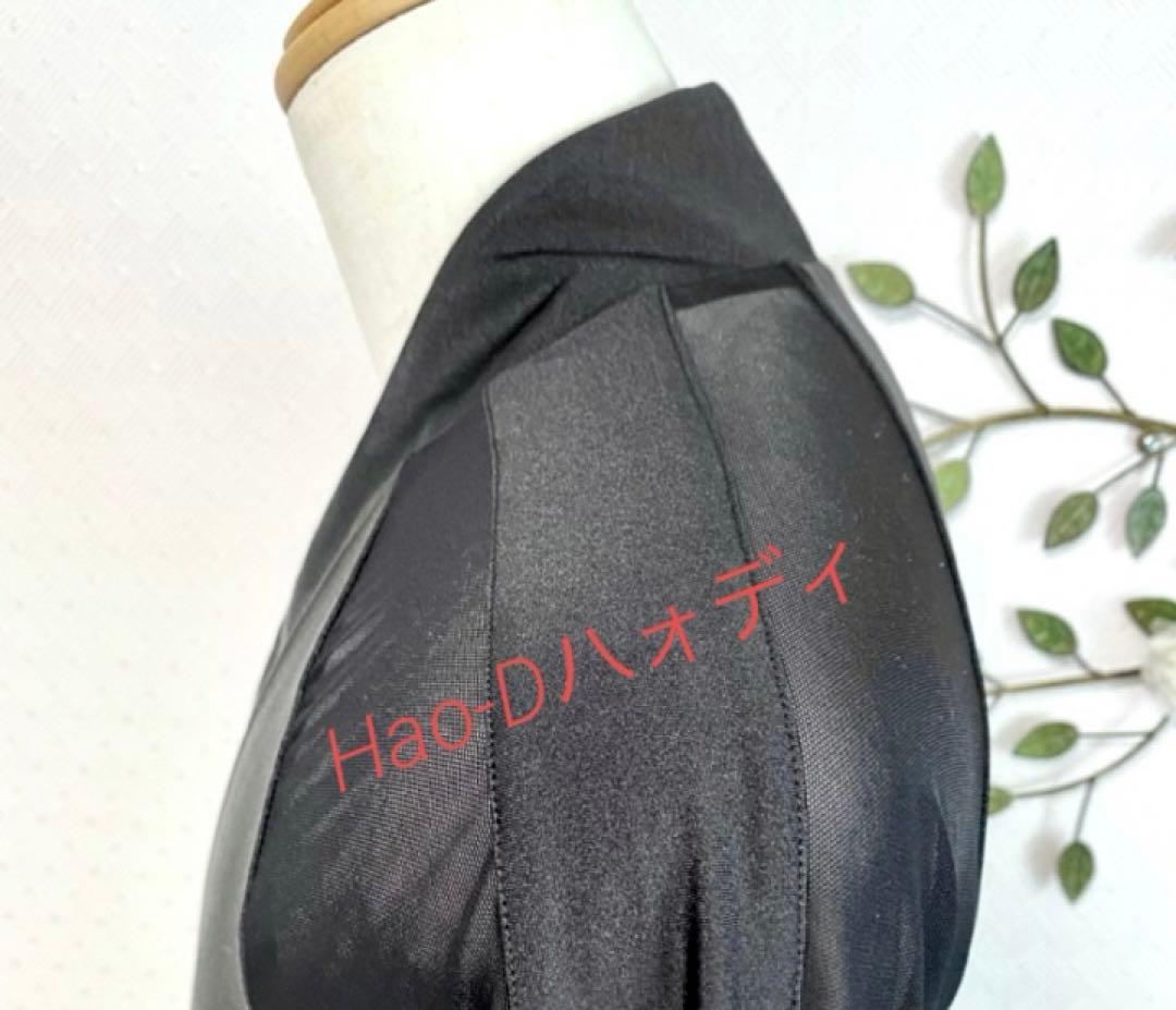 社交ダンス★新品★メンズシャツ★ラテン★Vライン★黒★M