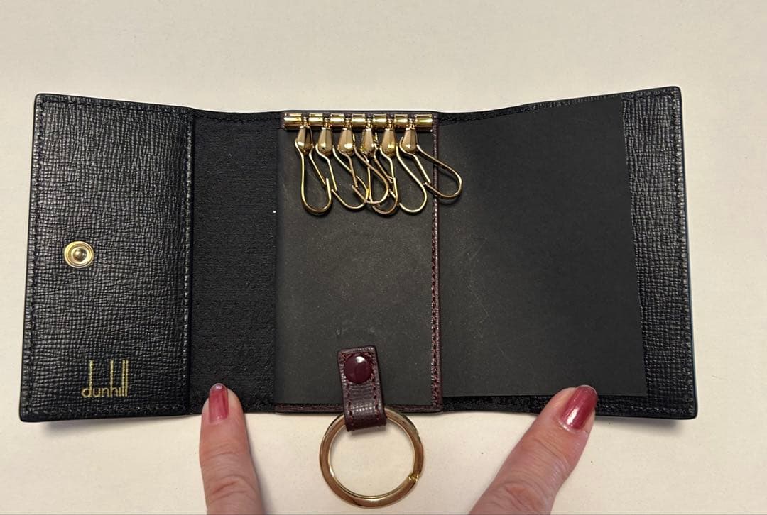 dunhill ブラック レザー キーケース