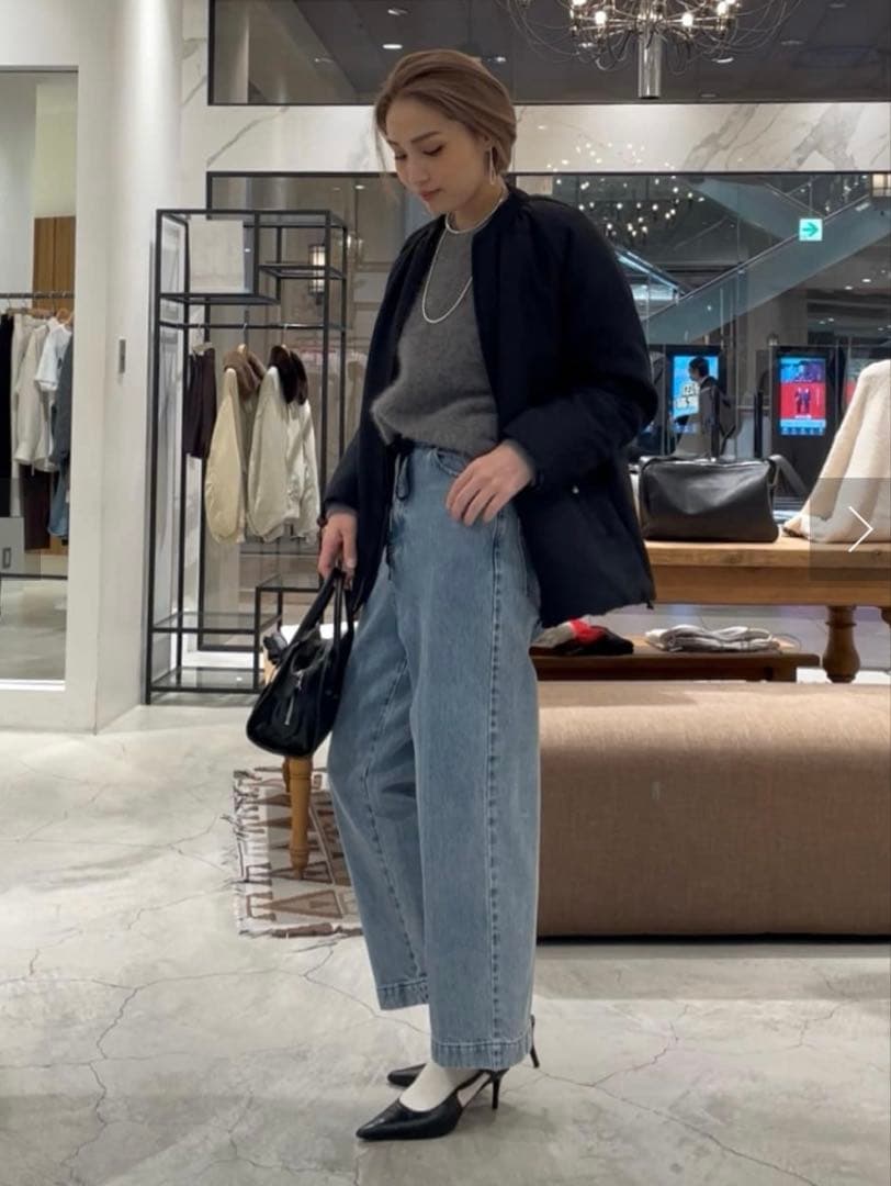 デニムサロペット レオパード柄ポケット付き