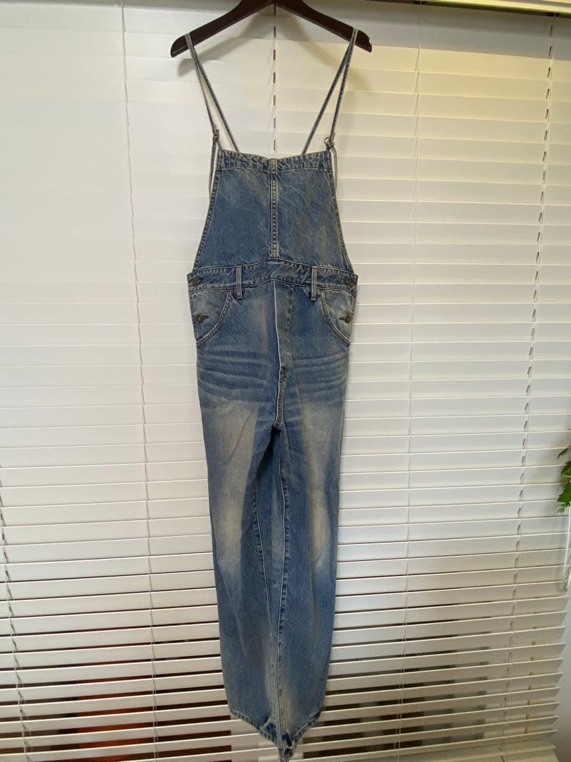 デニムサロペット レオパード柄ポケット付き