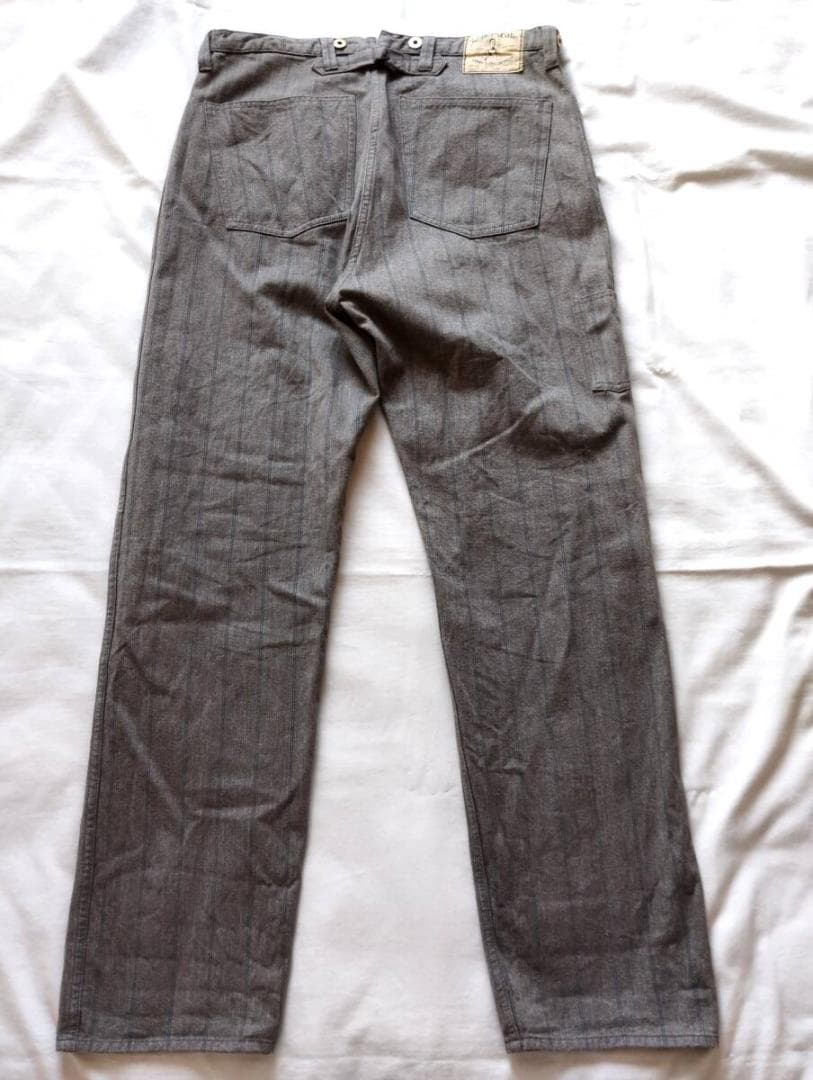 ウエアハウスHeller's Cafe シンチバックグレーストライプワークパンツ