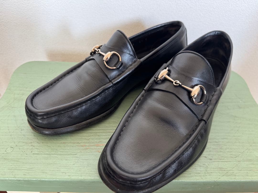 ★美品！GUCCI ブラックレザー ローファー 41E 不朽の名作！