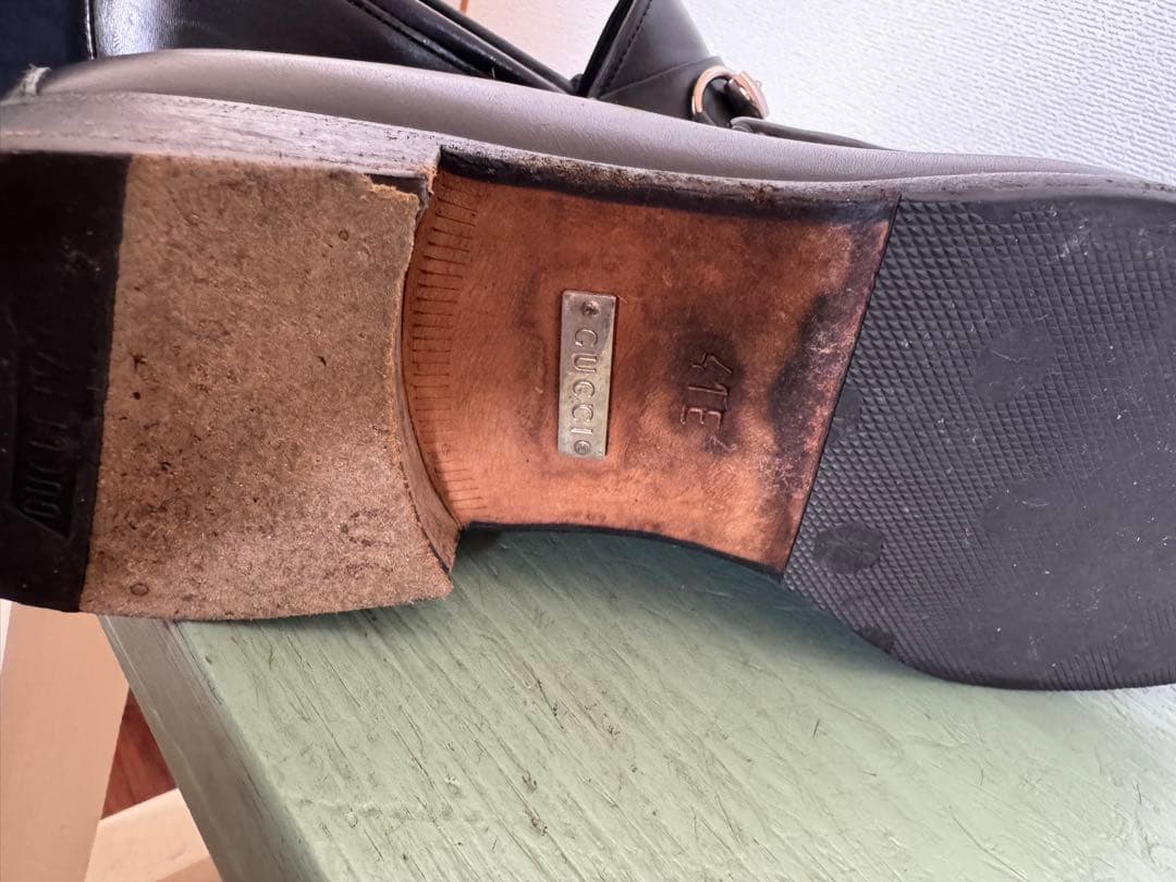 ★美品！GUCCI ブラックレザー ローファー 41E 不朽の名作！