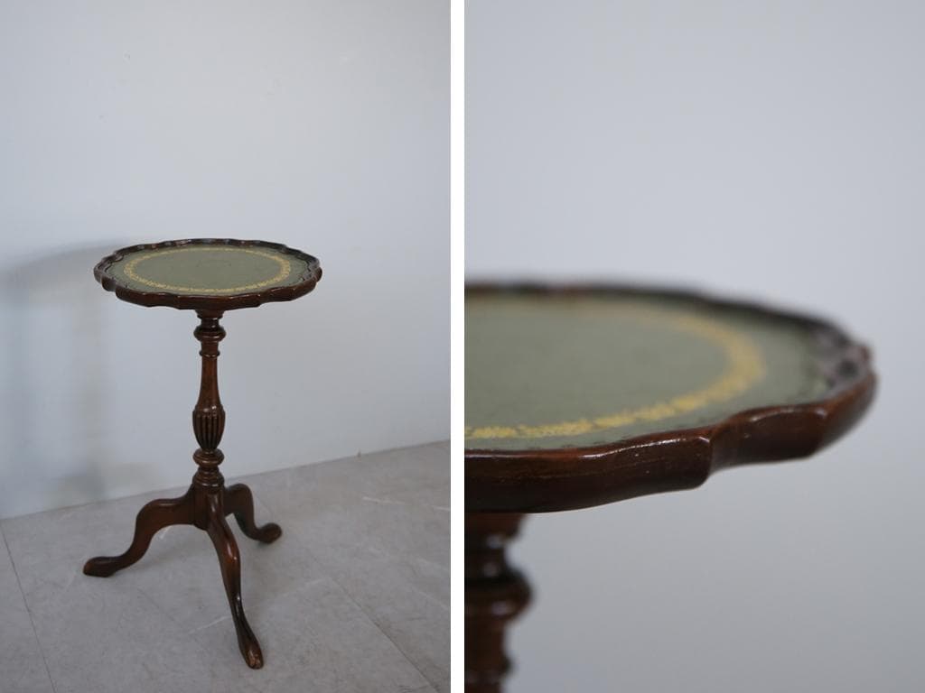 英国アンティーク木製ワインテーブル/サイドテーブル/丸机/飾り棚(89-98-7