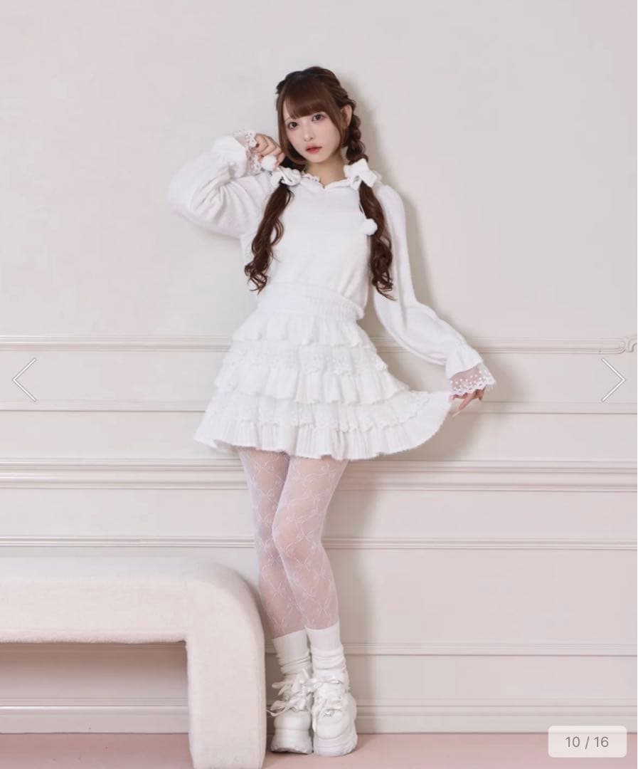 Honey Cinnamon ポイントレースティアードスカート