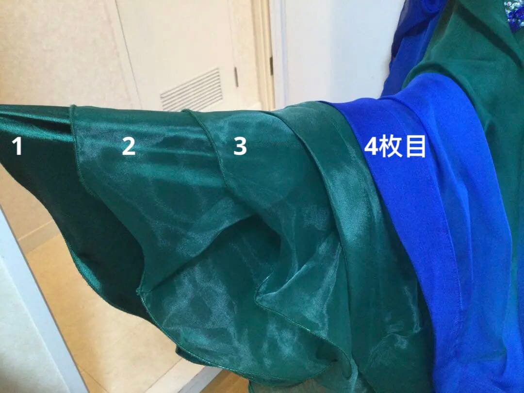 モダン社交ダンスドレス 緑と青のグラデーション