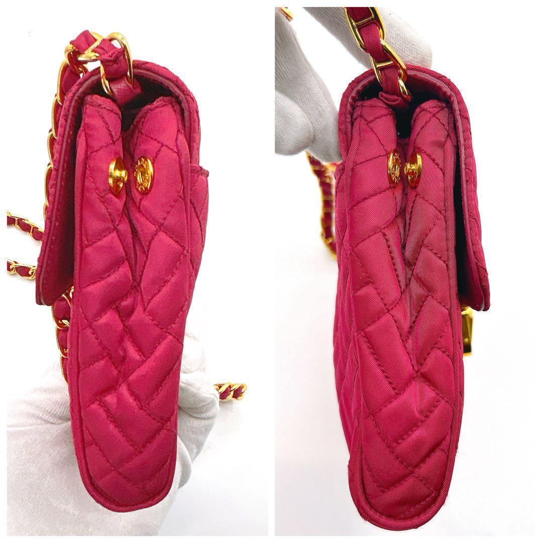 【極美品】 PRADA チェーンショルダーバッグ キルティングピンク