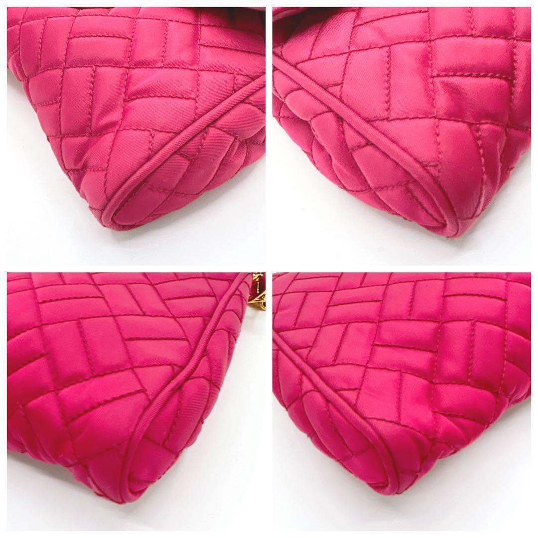 【極美品】 PRADA チェーンショルダーバッグ キルティングピンク