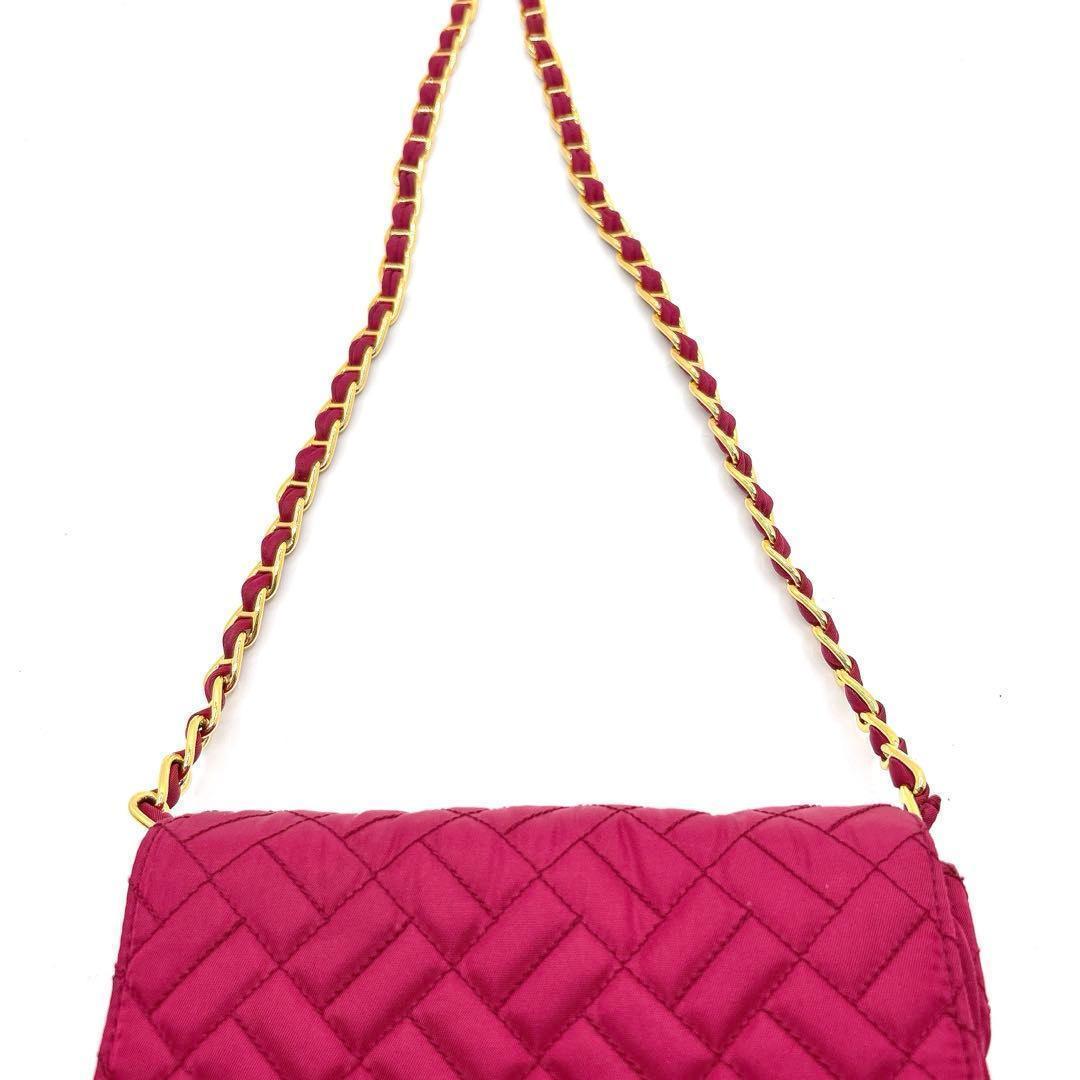 【極美品】 PRADA チェーンショルダーバッグ キルティングピンク