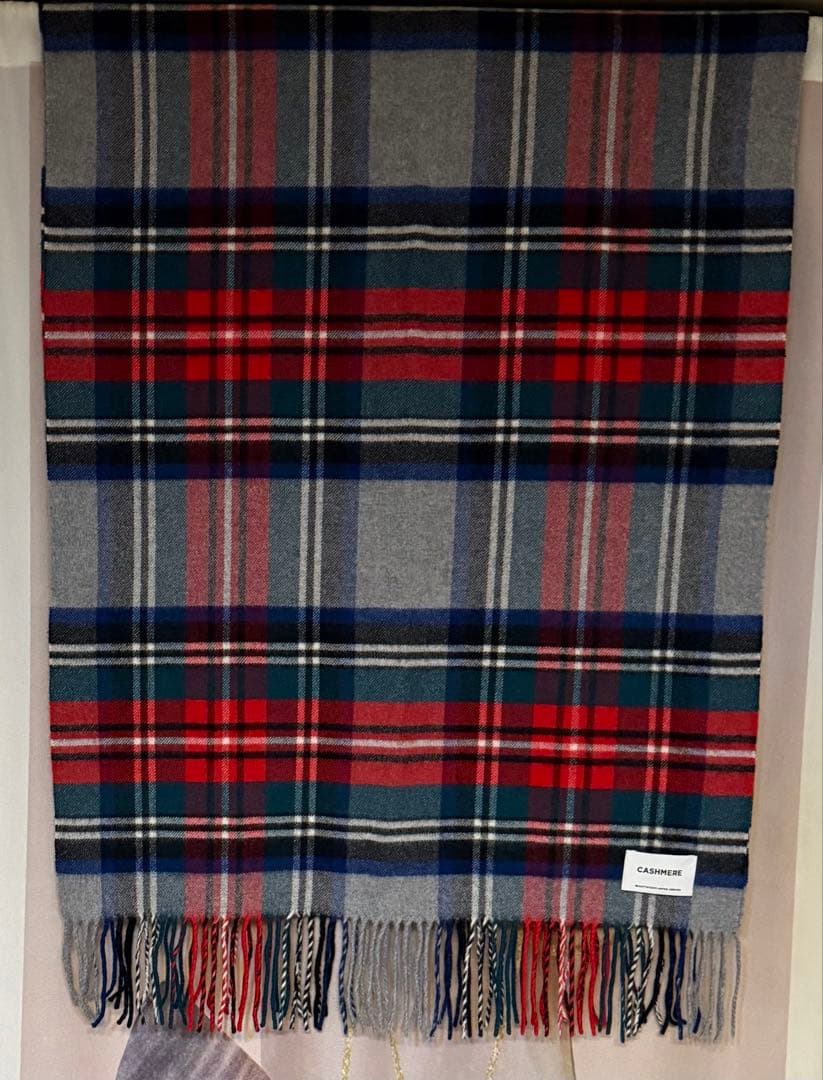 ユナイテッドアローズ カシミヤ100% タータンチェック 大判ストールマフラー