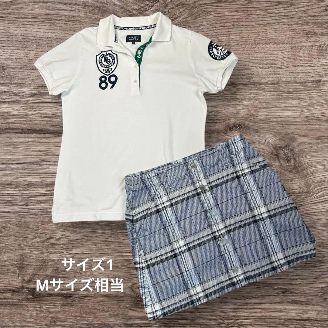 【セットアップ】パーリーゲイツ 鹿の子ポロシャツ & チェック柄ミニスカート 1
