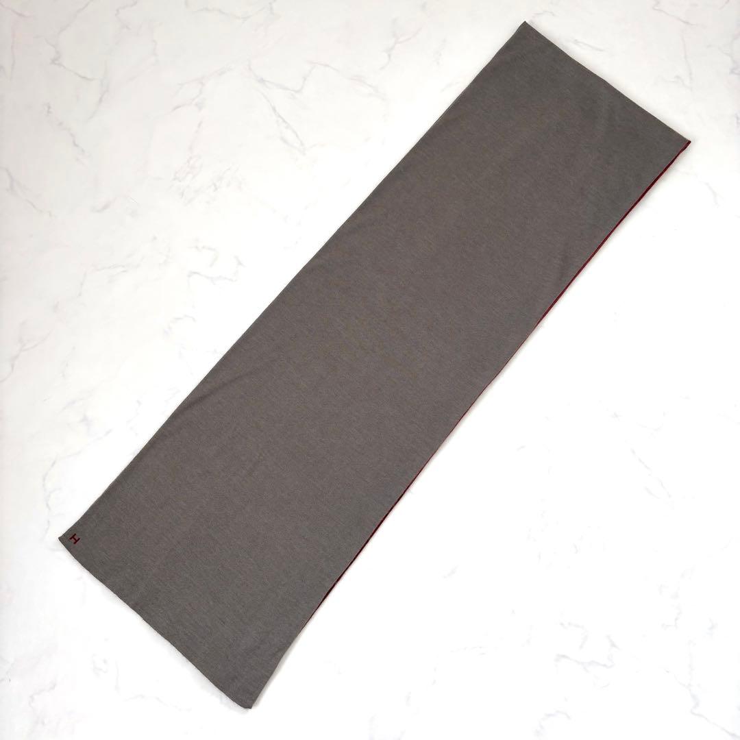 エルメス カシミヤ シルク マフラー ロゴ入り リバーシブル バイカラー